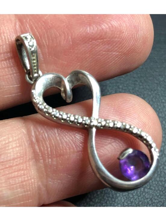 Jewelry - 2244 LA 925 Sterling Italy Open Twist Heart eternity pendant Amethyst